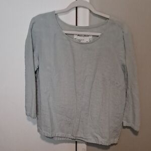 Linen Top,  Womens Large,  Light Blue Green